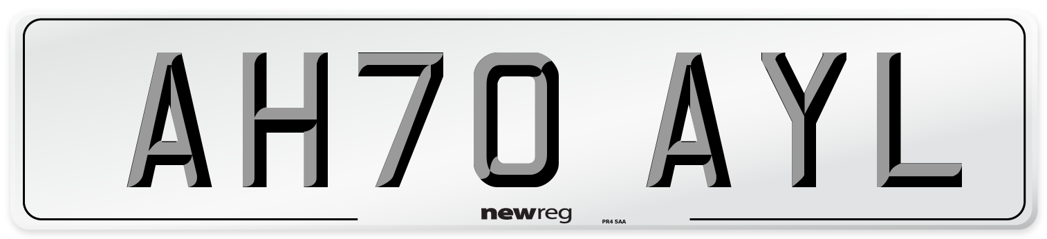 AH70 AYL Number Plate from New Reg